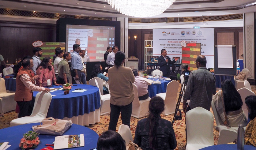 Knowledge Café sessions for dialogue and development of an action plan for implementing the HWC Mitigation Strategy, and Action Plans and guidelines in India post-2023 and beyond the Indo-German Project | ©GIZIndia